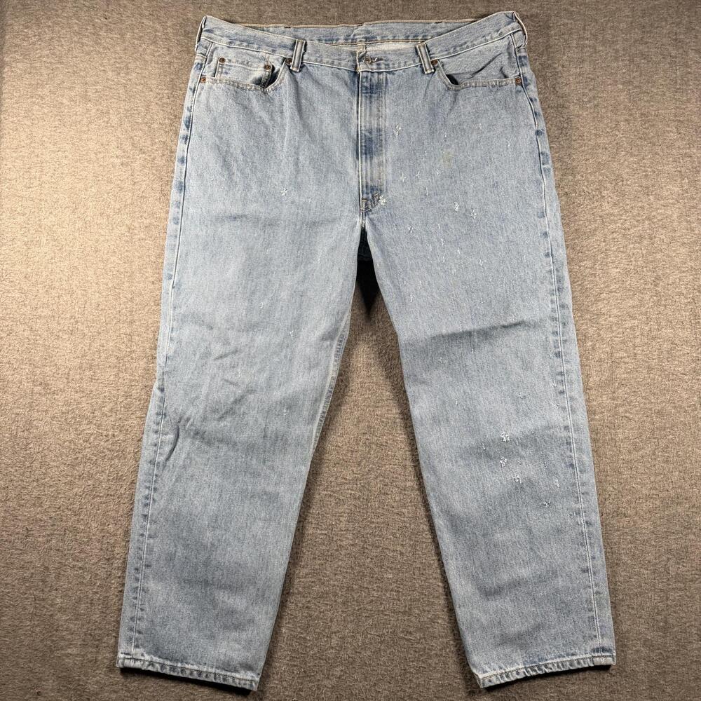 Levis 550 Jeans Mens 42x30 Light Wash Blue Relaxed Tapered Denim Distressed